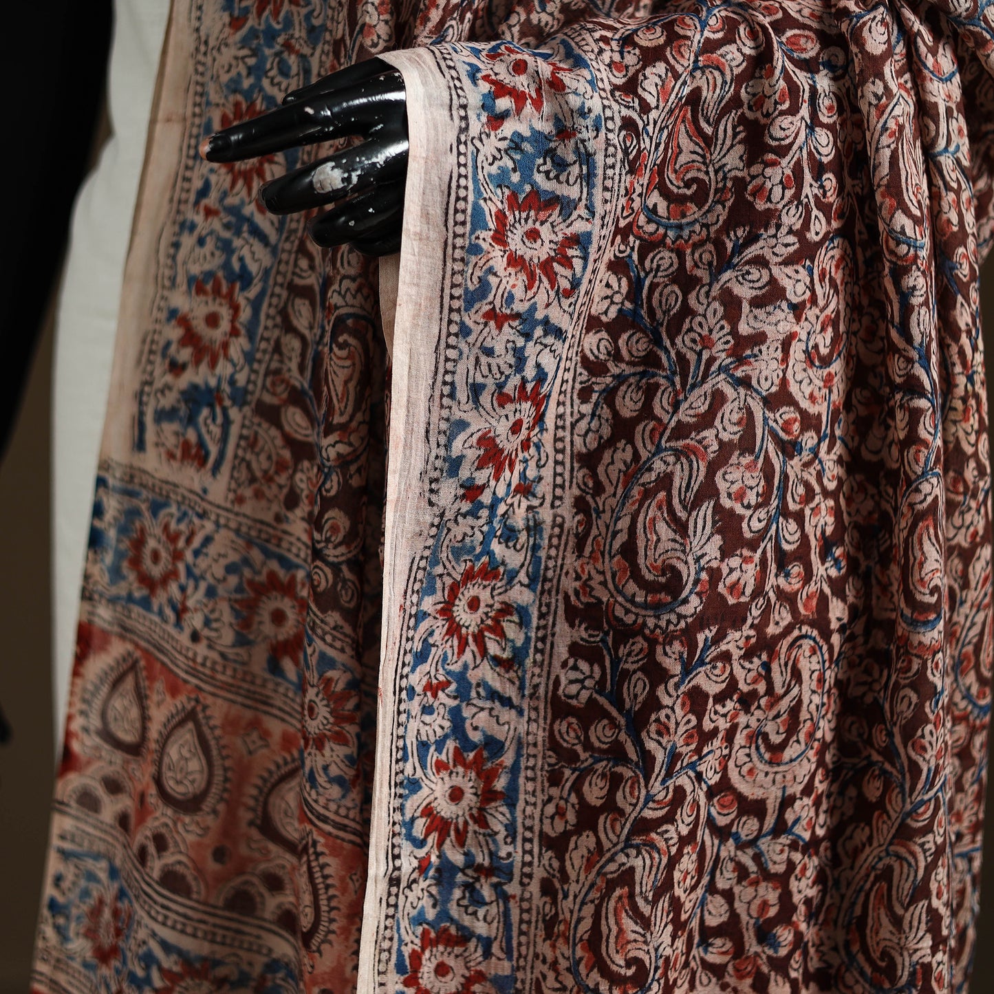 Kalamkari Hand Block Print Natural Dyed Cotton Dupatta 38