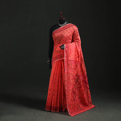 Hand Embroidered Chapa Work Silk Cotton Saree 32