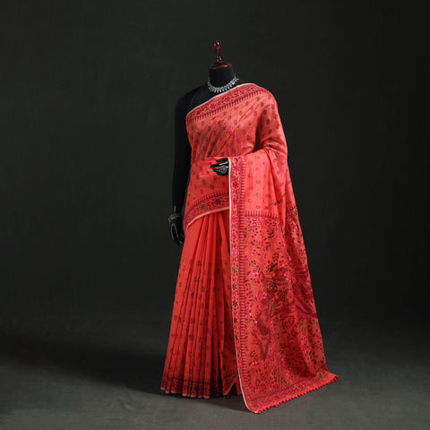 Hand Embroidered Chapa Work Silk Cotton Saree 32
