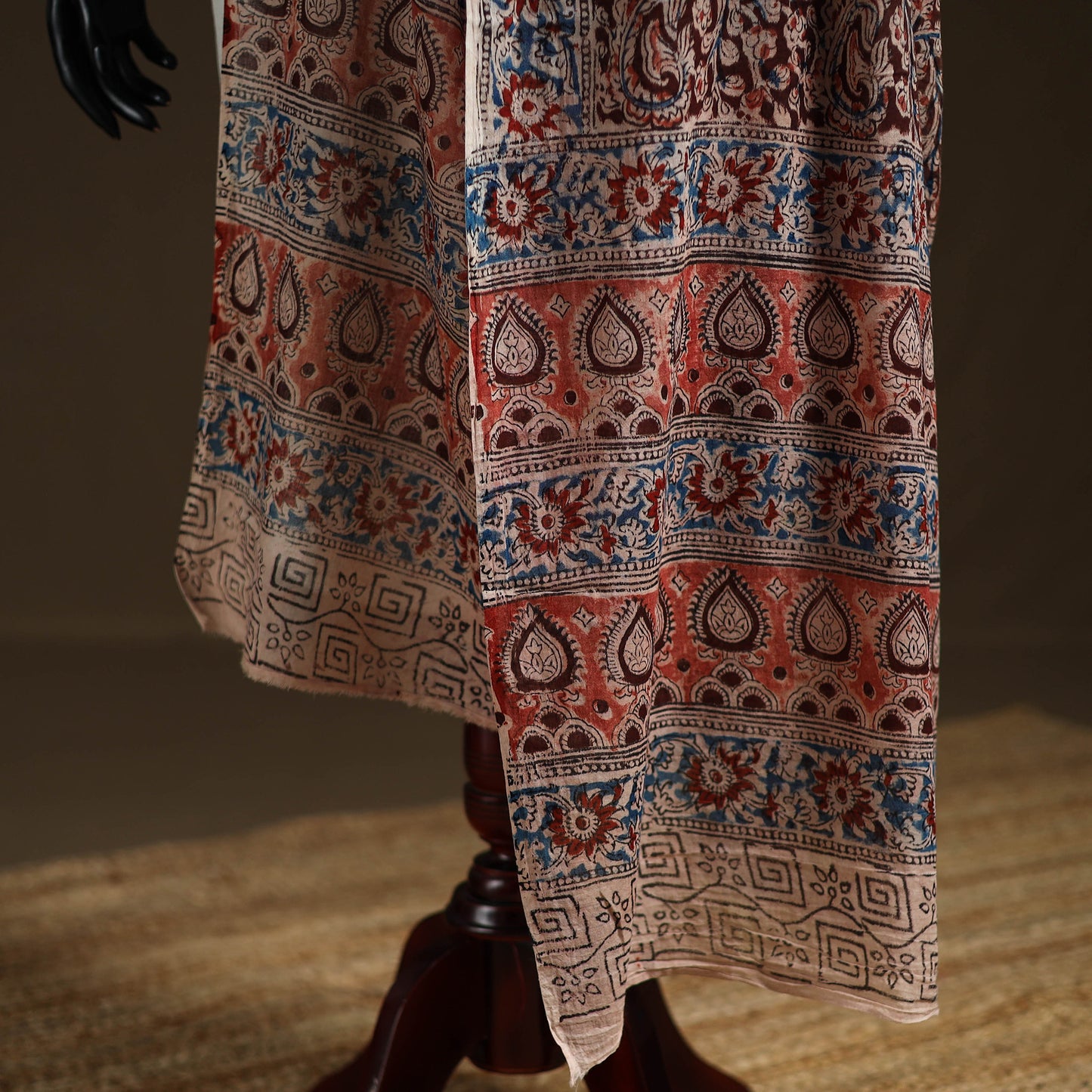 Kalamkari Hand Block Print Natural Dyed Cotton Dupatta 38