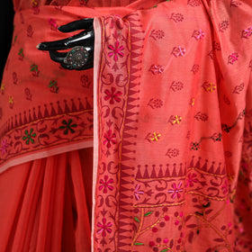 Hand Embroidered Chapa Work Silk Cotton Saree 32