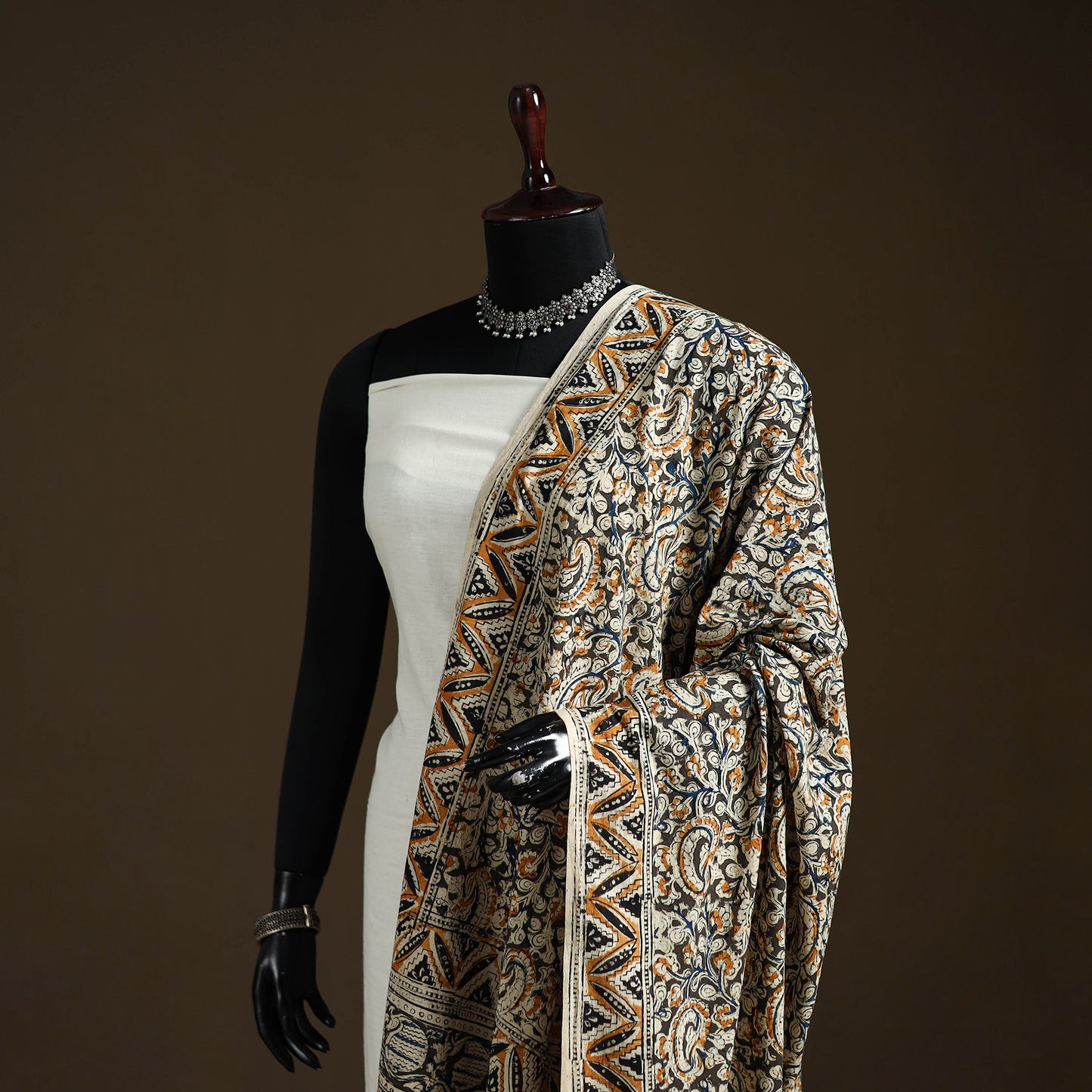 Kalamkari Hand Block Print Natural Dyed Cotton Dupatta 39