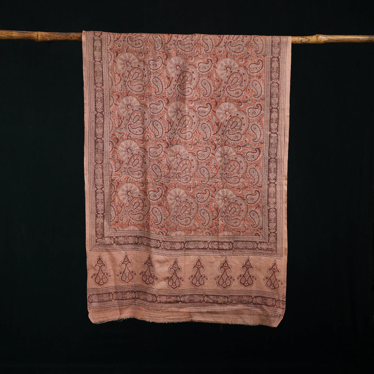 Pure Merino Wool Stole in Pedana Kalamkari Block Prints 10
