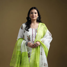 Sanganeri Hand Block Print Cotton Suit Set with Dupatta for women 07