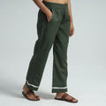 Green Plain Flex Cotton Elasticated Palazzo with Lace Work