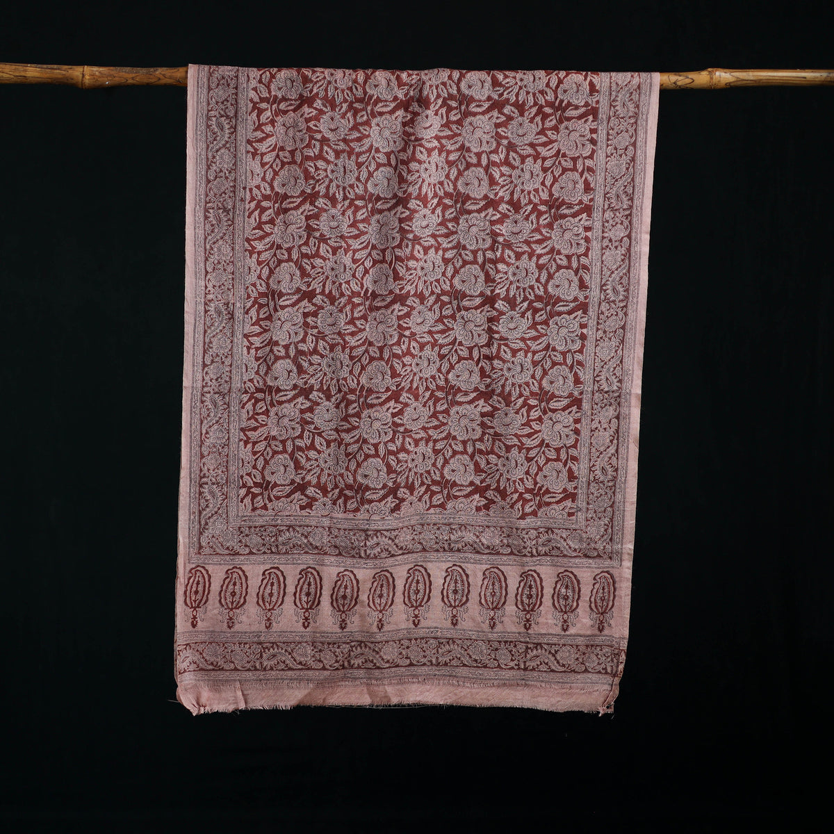 Pure Merino Wool Stole in Pedana Kalamkari Block Prints 08
