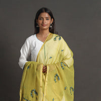 Yellow - Kota Doria Silk Cotton Kashida Embroidery Dupatta 38