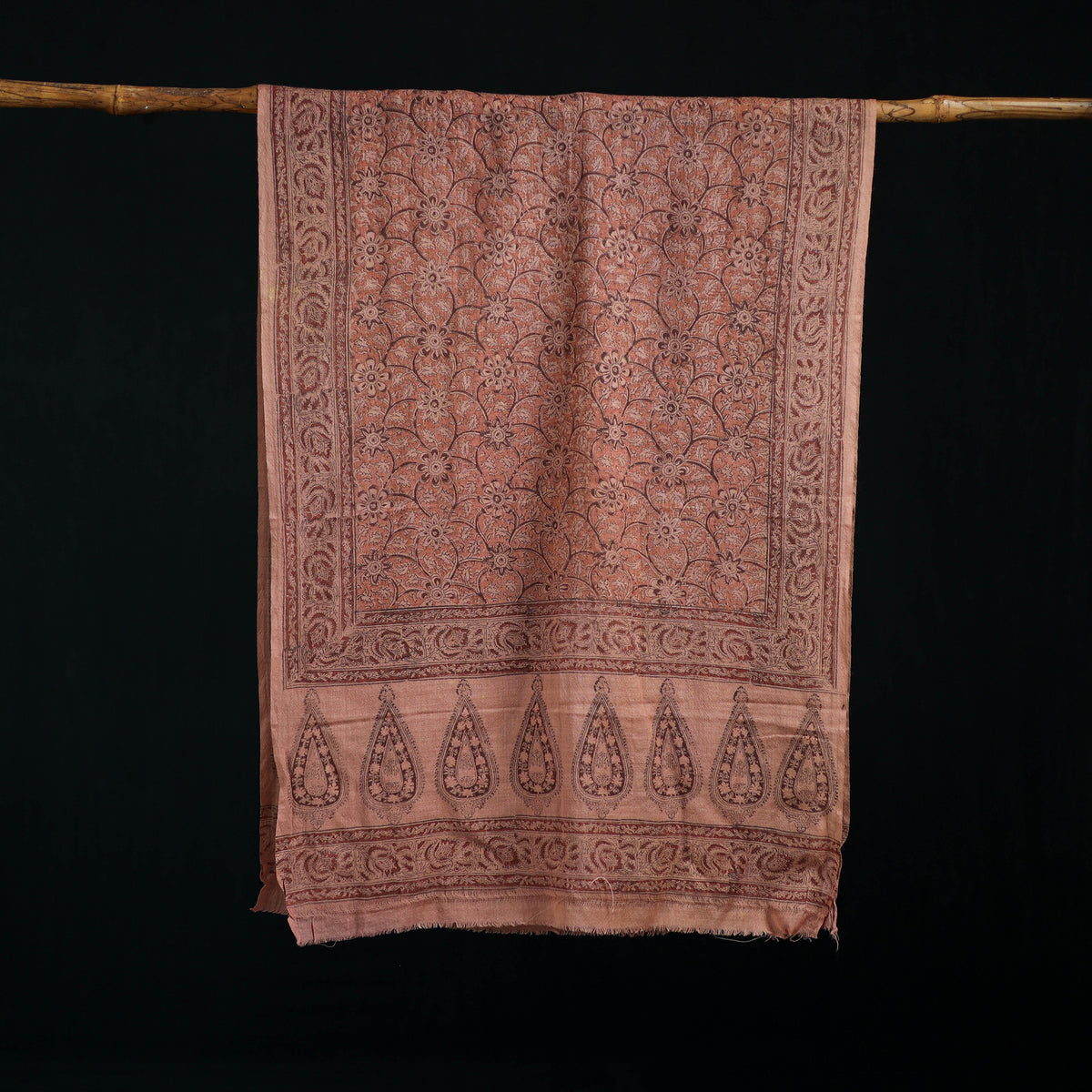 Pure Merino Wool Stole in Pedana Kalamkari Block Prints 07