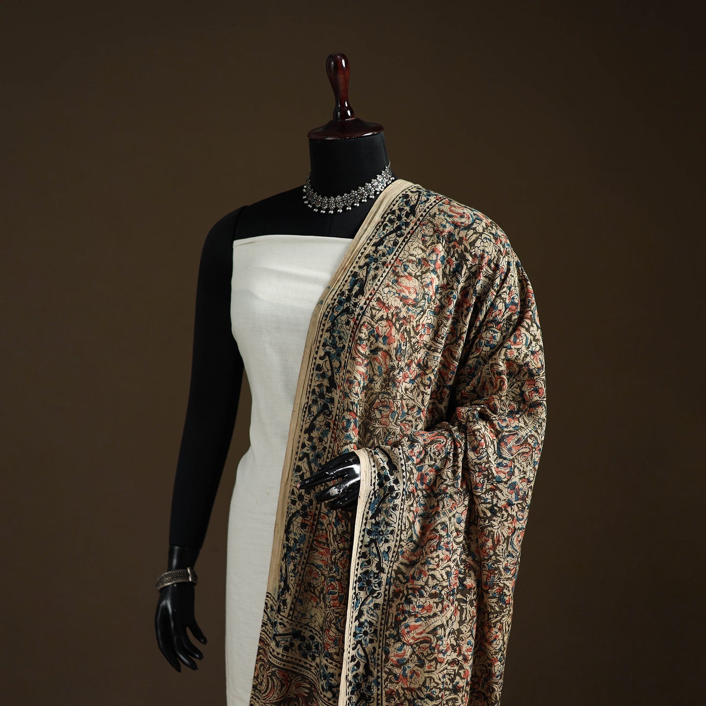 Kalamkari Hand Block Print Natural Dyed Cotton Dupatta 40