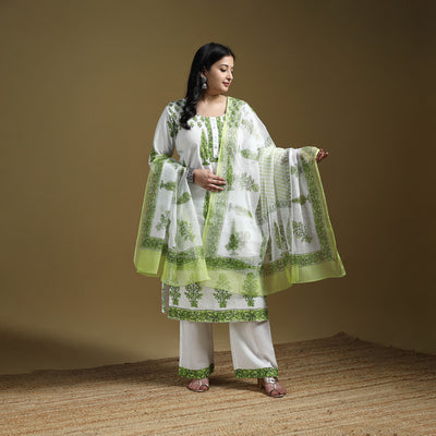 Sanganeri Hand Block Print Cotton Suit Set with Dupatta for women 02