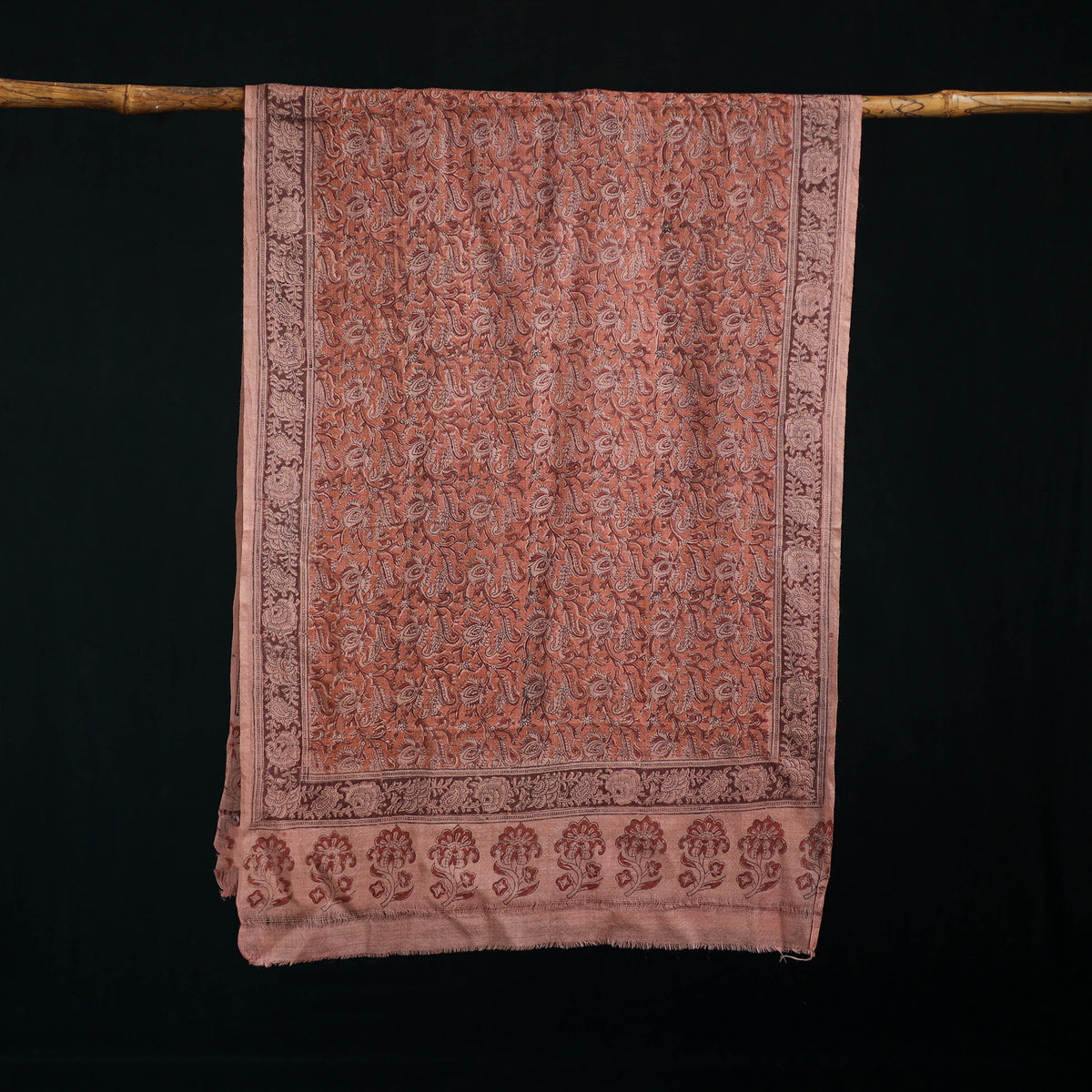 Pure Merino Wool Stole in Pedana Kalamkari Block Prints 05