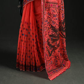 Hand Embroidered Chapa Work Silk Cotton Saree 33