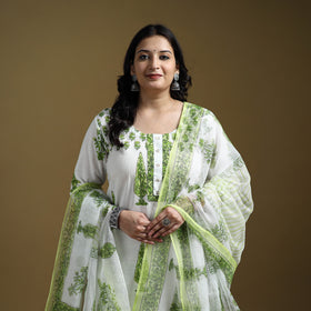 Sanganeri Hand Block Print Cotton Suit Set with Dupatta for women 02