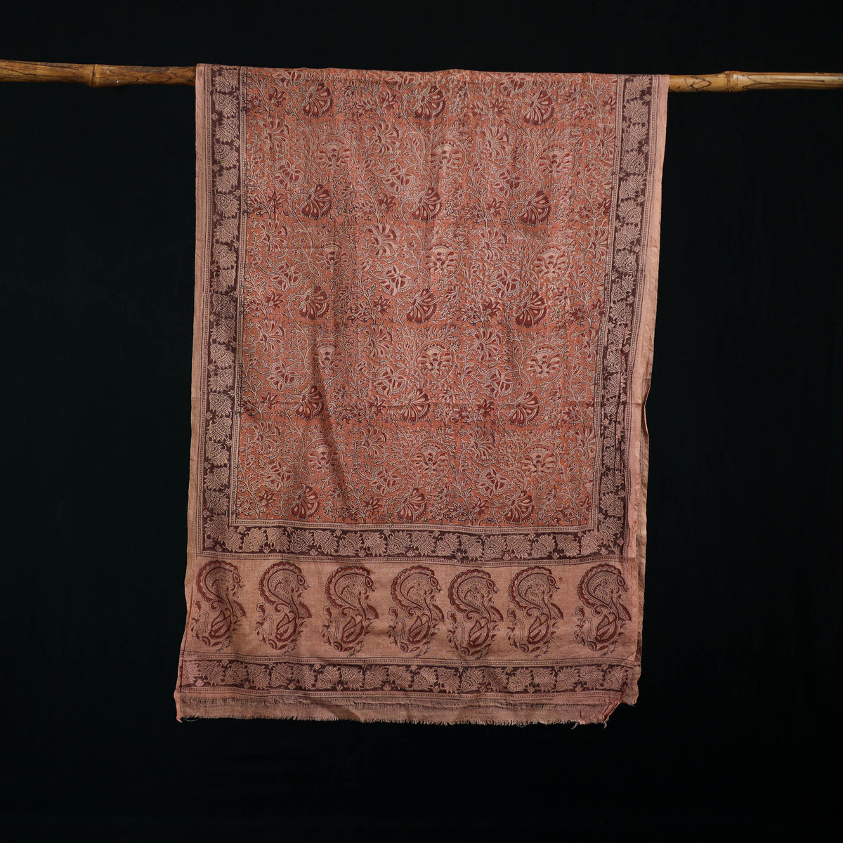 Pure Merino Wool Stole in Pedana Kalamkari Block Prints 03