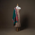 Sanganeri Block Print Cotton Unstitched Dress Material: Kurta, Bottom & Dupatta with Jewellery 59