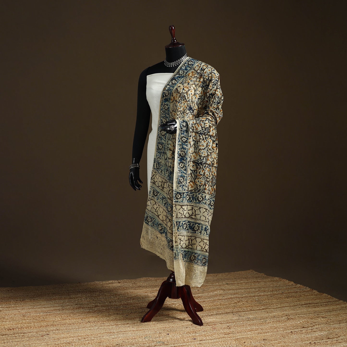 Kalamkari Hand Block Print Natural Dyed Cotton Dupatta 42
