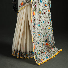 Hand Embroidered Chapa Work Silk Cotton Saree 34