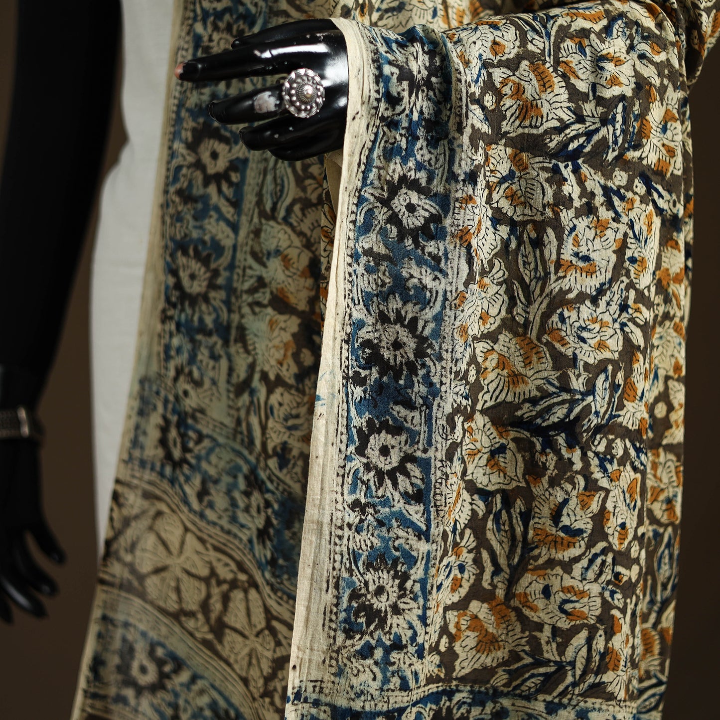 Kalamkari Hand Block Print Natural Dyed Cotton Dupatta 42