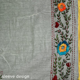 Hand Embroidered Chapa Work Silk Cotton Saree 34