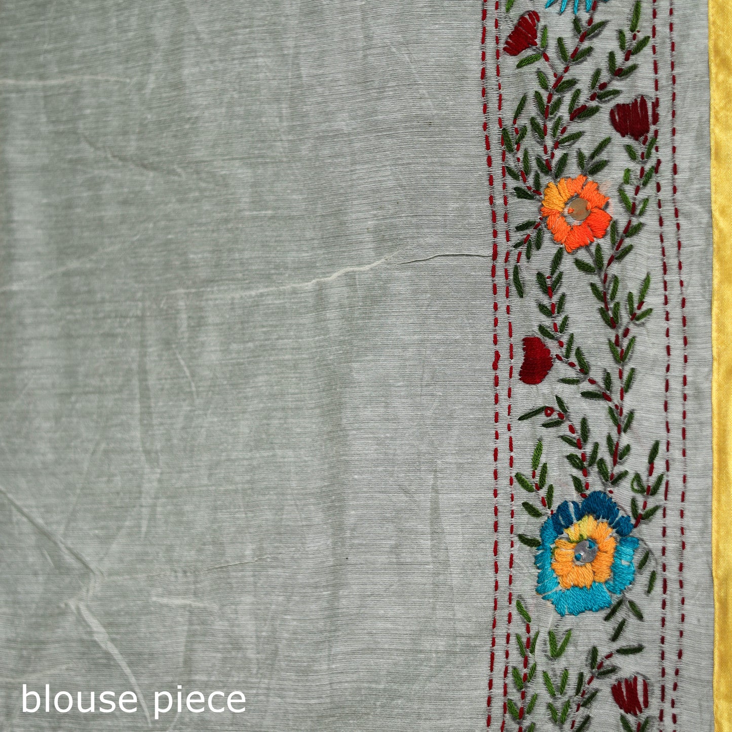 Hand Embroidered Chapa Work Silk Cotton Saree 34