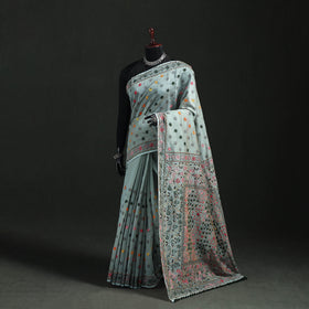 Hand Embroidered Chapa Work Silk Cotton Saree 35