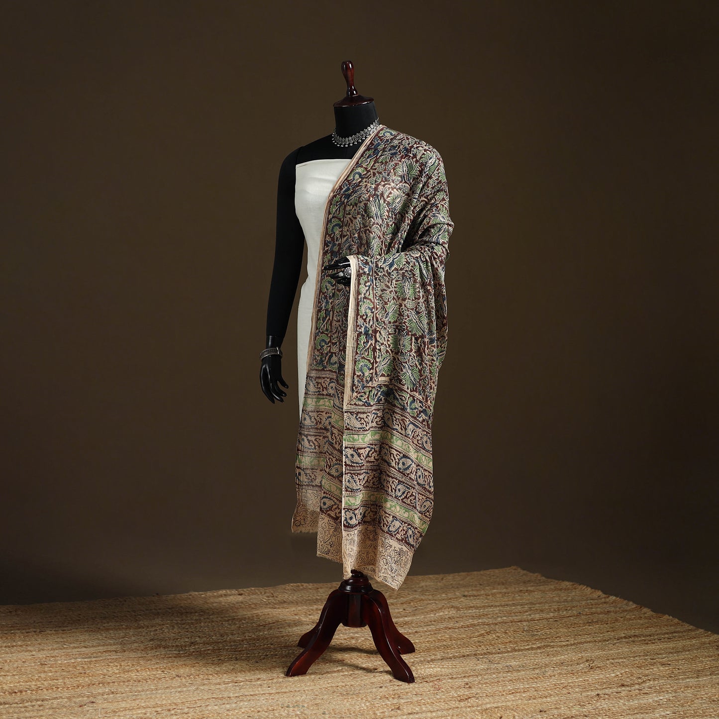 Kalamkari Hand Block Print Natural Dyed Cotton Dupatta 43
