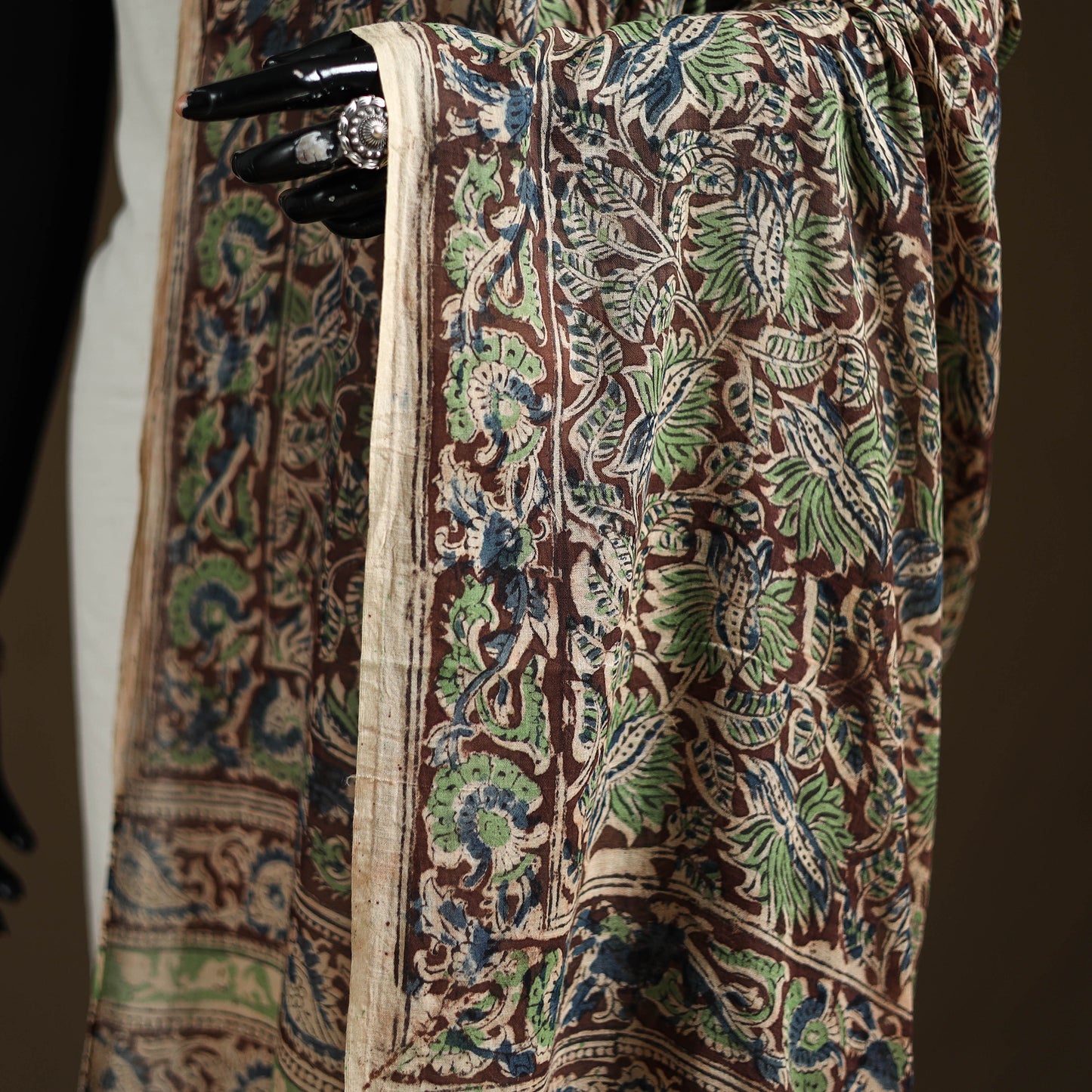 Kalamkari Hand Block Print Natural Dyed Cotton Dupatta 43