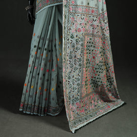 Hand Embroidered Chapa Work Silk Cotton Saree 35