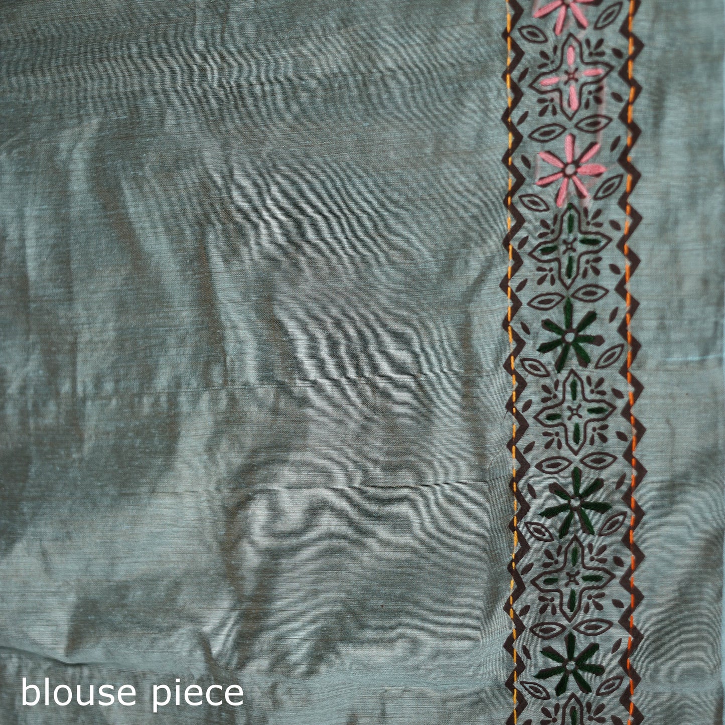 Hand Embroidered Chapa Work Silk Cotton Saree 35