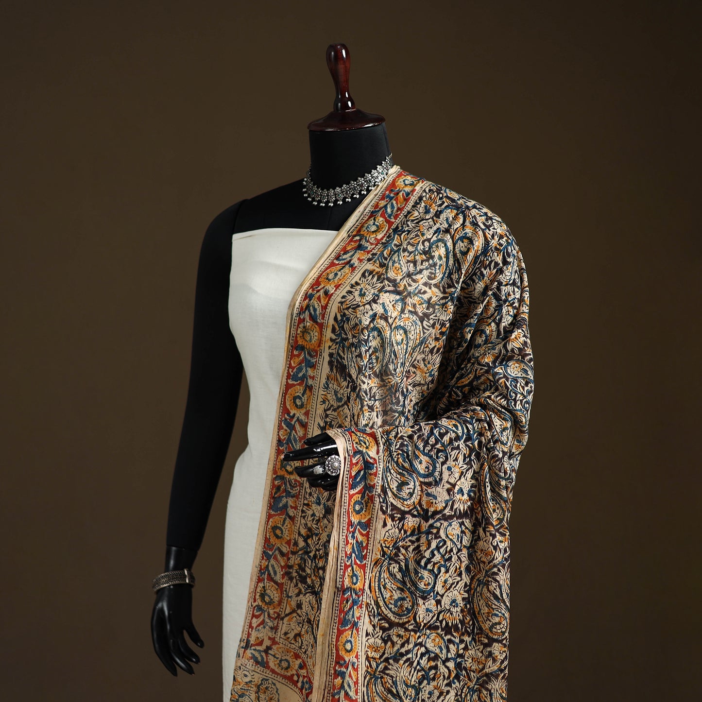 Kalamkari Hand Block Print Natural Dyed Cotton Dupatta 44