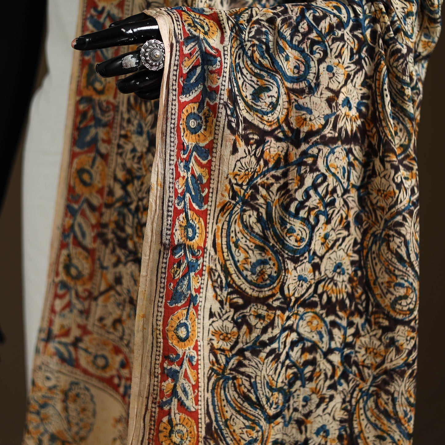 Kalamkari Hand Block Print Natural Dyed Cotton Dupatta 44
