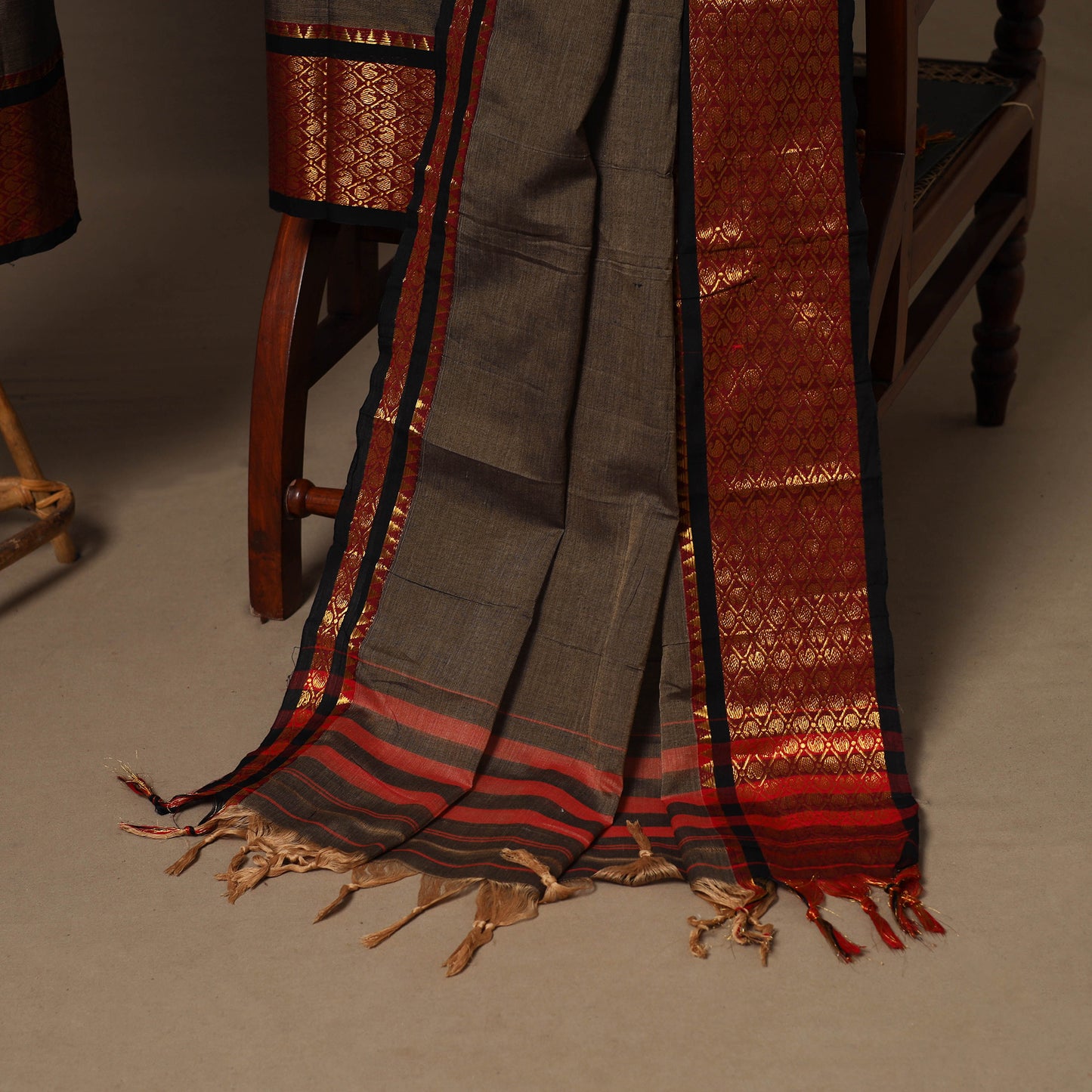 Brown - 3pc cotton unstitched dharwad dress material