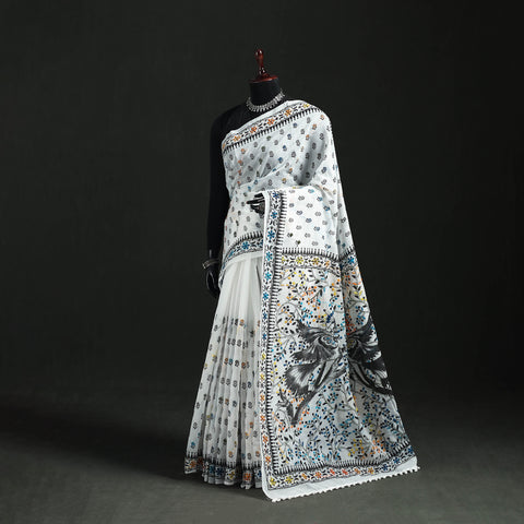 Hand Embroidered Chapa Work Silk Cotton Saree 36