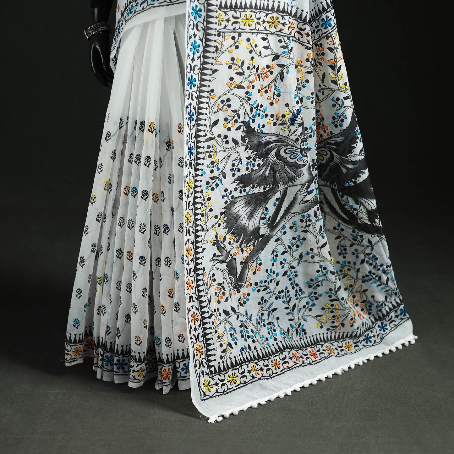 Hand Embroidered Chapa Work Silk Cotton Saree 36