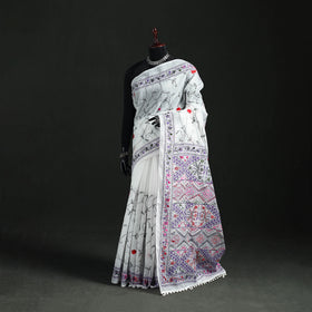 Hand Embroidered Chapa Work Silk Cotton Saree 37
