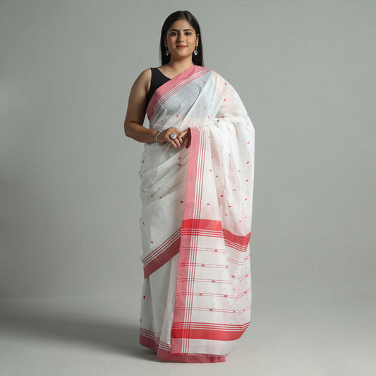 White - Traditional Chanderi Silk Cotton Handloom Buti Saree 03