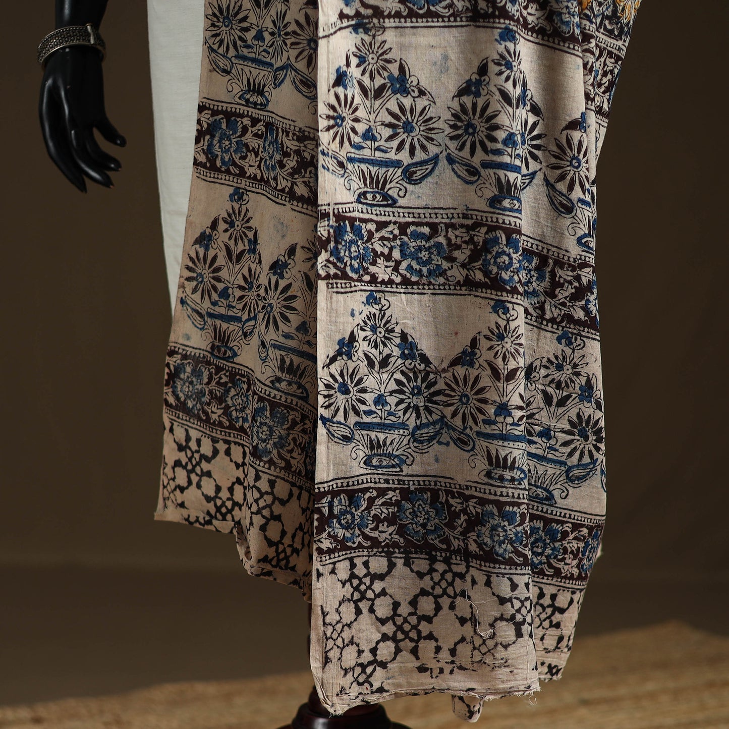 Kalamkari Hand Block Print Natural Dyed Cotton Dupatta 45