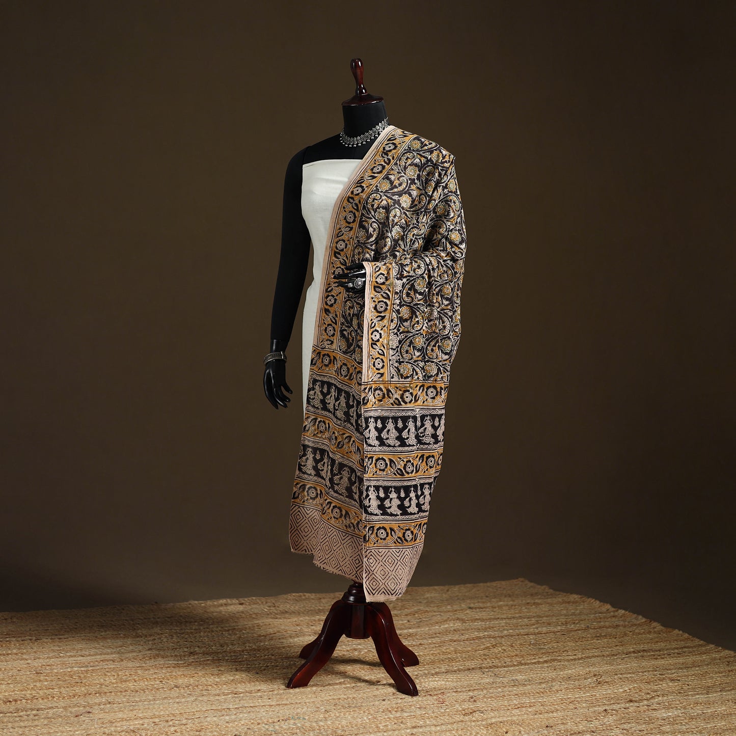 Kalamkari Hand Block Print Natural Dyed Cotton Dupatta 46