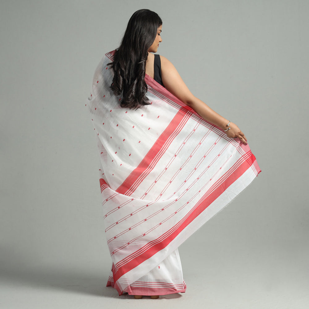 White - Traditional Chanderi Silk Cotton Handloom Buti Saree 03