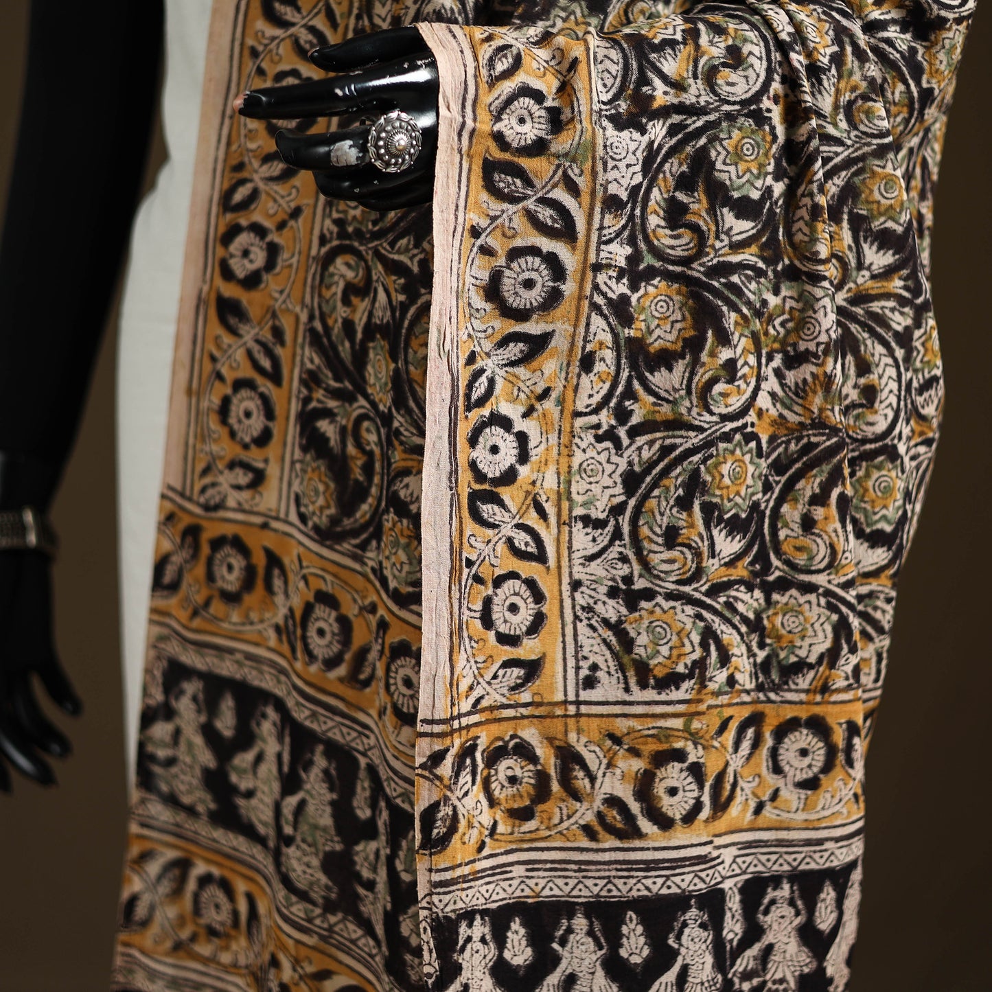 Kalamkari Hand Block Print Natural Dyed Cotton Dupatta 46