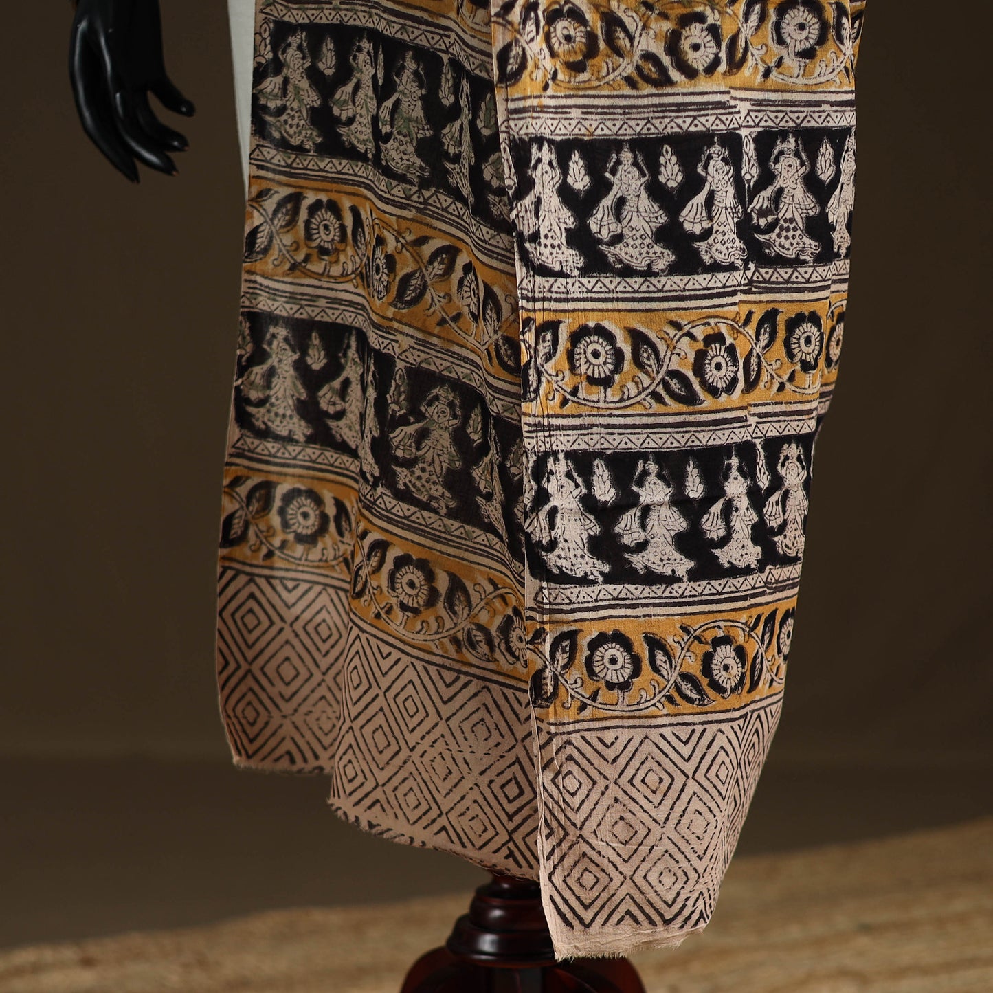 Kalamkari Hand Block Print Natural Dyed Cotton Dupatta 46