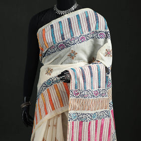 Hand Embroidered Chapa Work Silk Cotton Saree 38