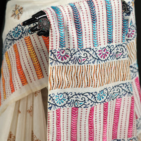 Hand Embroidered Chapa Work Silk Cotton Saree 38