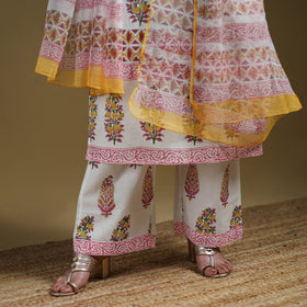 Sanganeri Hand Block Print Cotton Suit Set with Dupatta for women 09