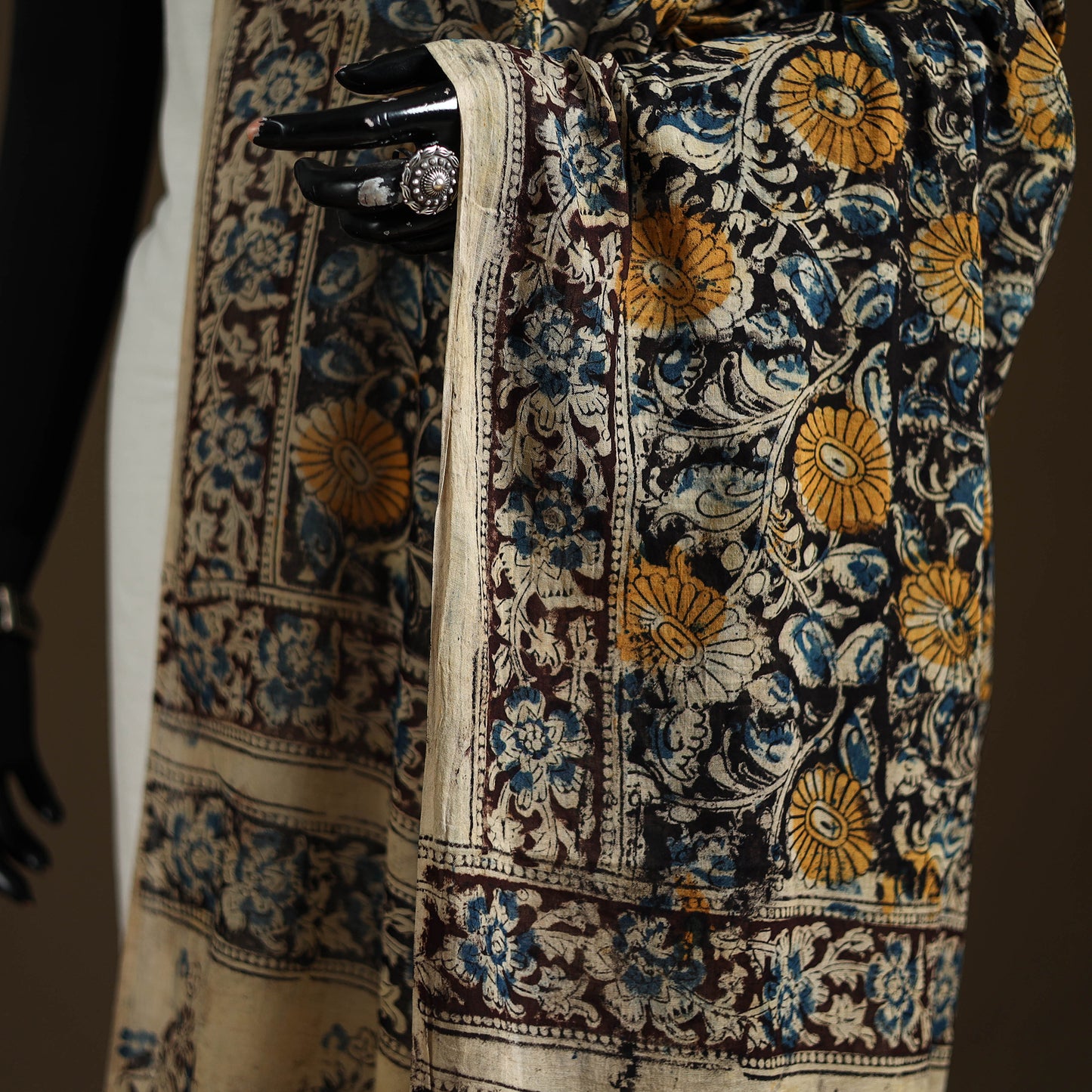 Kalamkari Hand Block Print Natural Dyed Cotton Dupatta 47