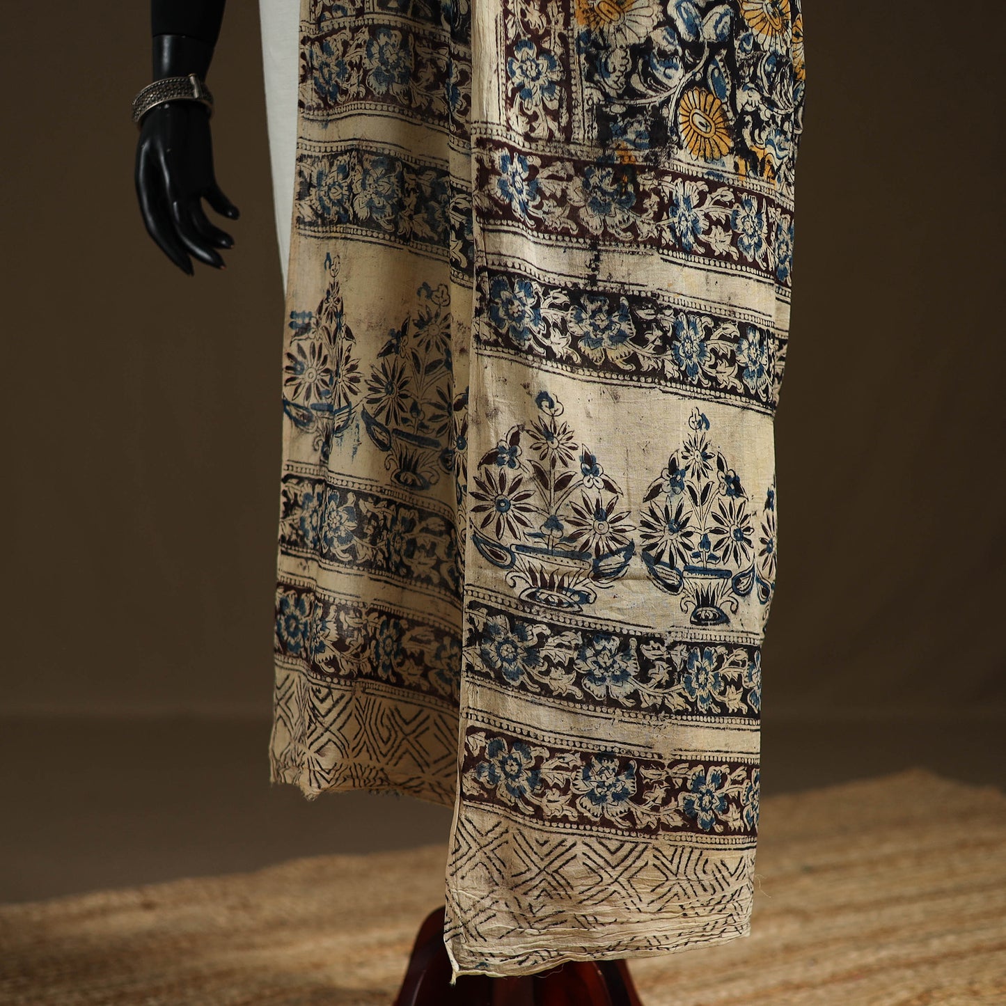 Kalamkari Hand Block Print Natural Dyed Cotton Dupatta 47
