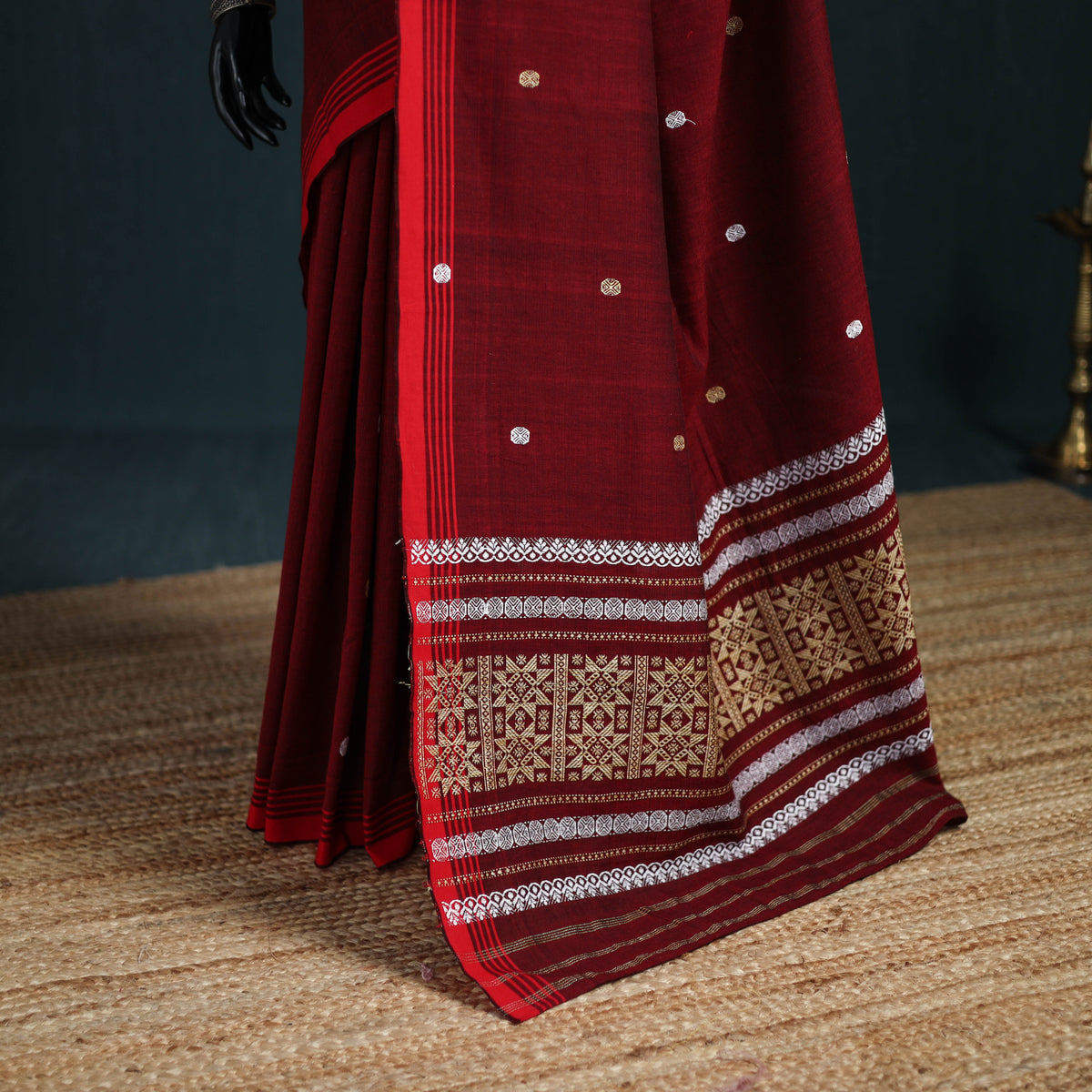 Bamboo Silk Thread Buti Assam Pure Handwoven Saree with Blouse Piece 02