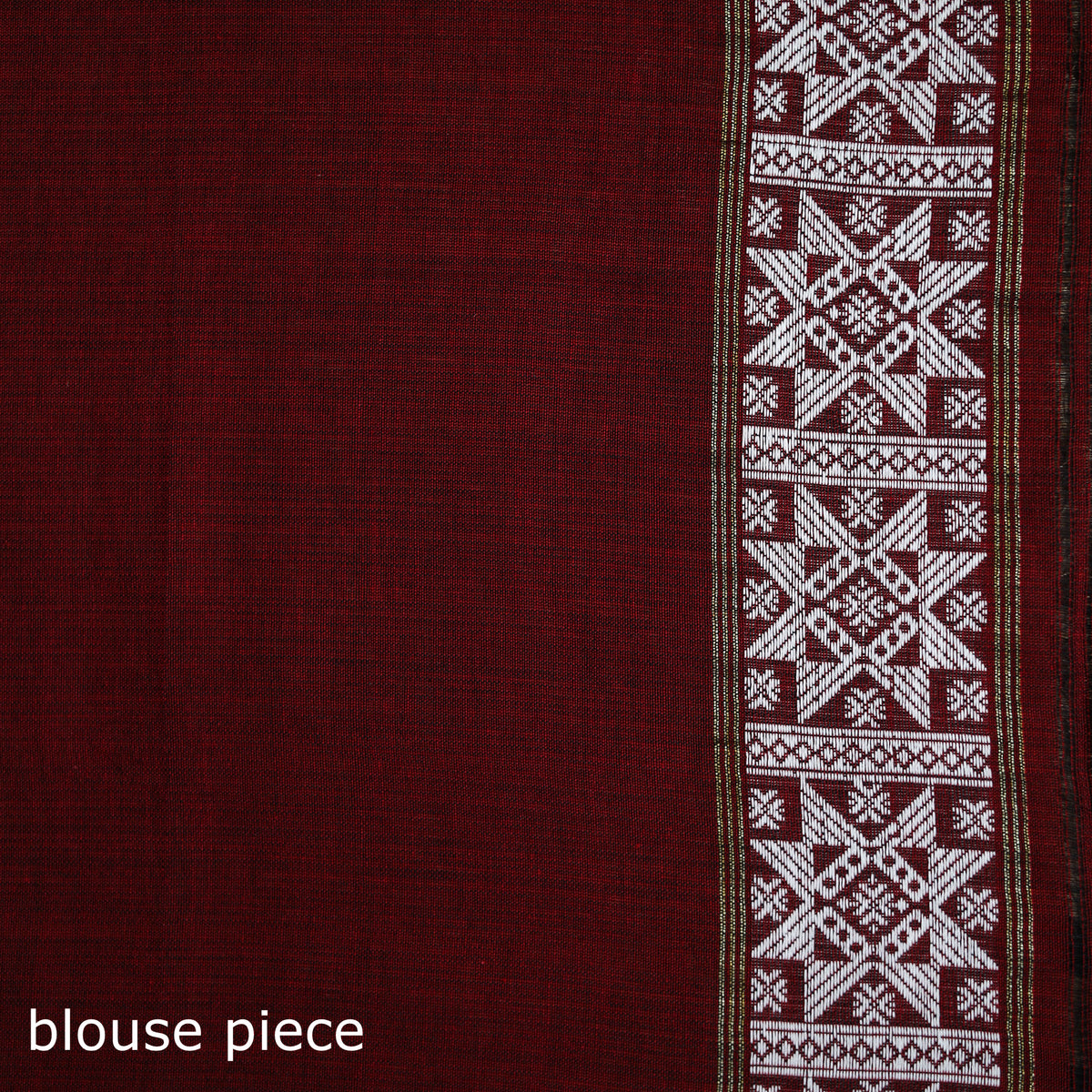 Bamboo Silk Thread Buti Assam Pure Handwoven Saree with Blouse Piece 02