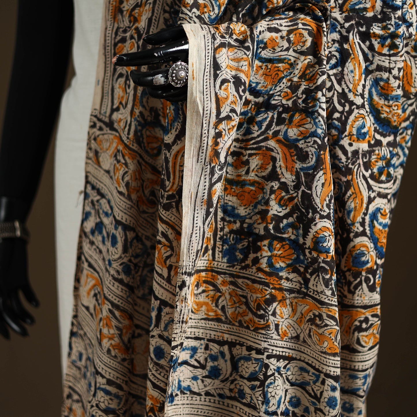 Kalamkari Hand Block Print Natural Dyed Cotton Dupatta 48