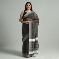 Brown - Traditional Chanderi Silk Cotton Handloom Buti Saree 05